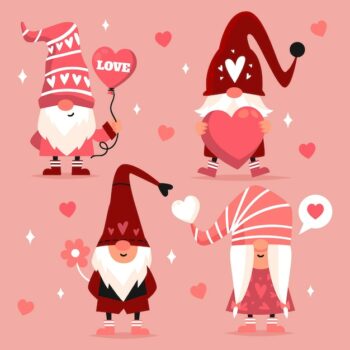 Free Vector | Flat valentine's day gnomes collection