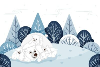 Free Vector | Flat winter north pole background