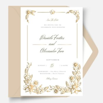 Free Vector | Floral wedding card template