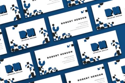 Free Vector | Geometric business card on classic blue color