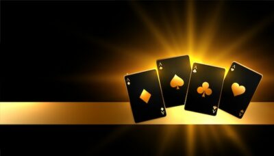 Free Vector | Glowing golden paying cards casino background
