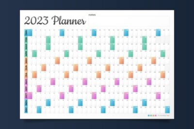 Free Vector | Gradient 2023 annual wall planner calendar template