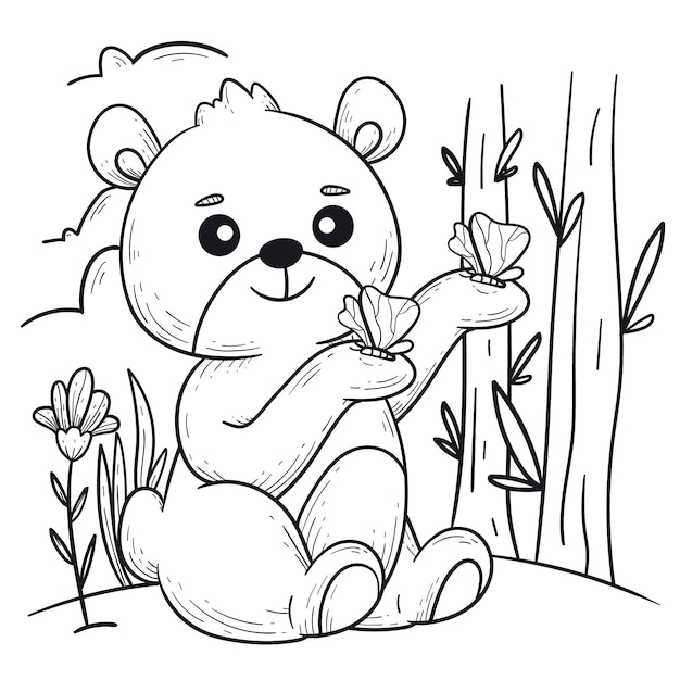 Free Vector | Hand drawn bear outline illustration