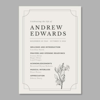 Free Vector | Hand drawn flat funeral order of service template