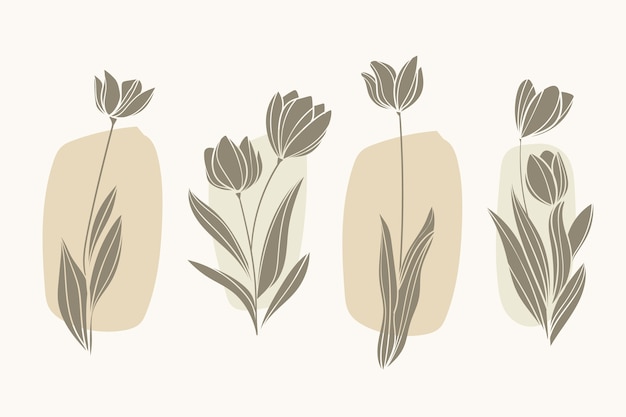 Free Vector | Hand drawn flower silhouettes illustration