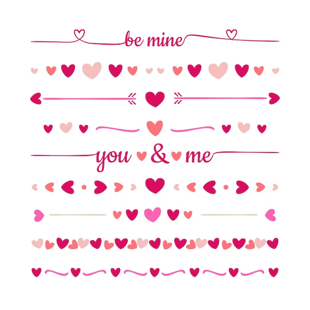 Free Vector | Hand drawn hearts border collection