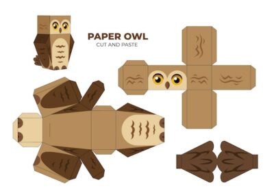 Free Vector | Hand drawn papercraft template with owl