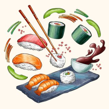 Free Vector | Hand drawn sushi illustration