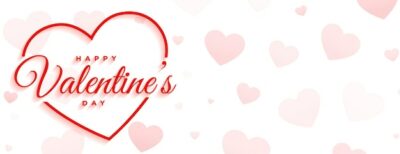 Free Vector | Happy valentines day minimal white banner