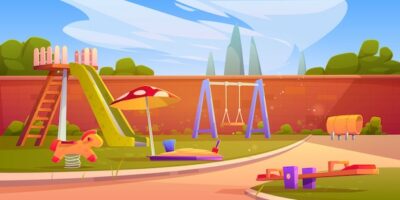 Free Vector | Kids playground in summer park or kindergarten