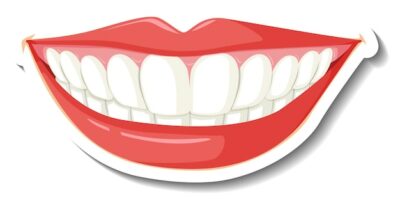 Free Vector | Lips with teeth on white background