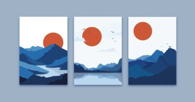 Free Vector | Minimal colorful japanese covers pack