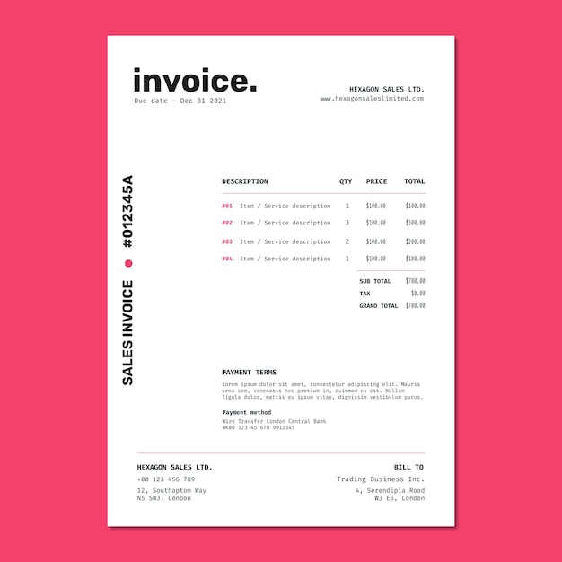 Free Vector | Modern simple commercial sales invoice