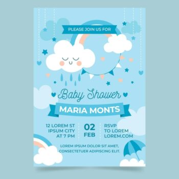 Free Vector | Organic flat chuva de amor baby shower invitation