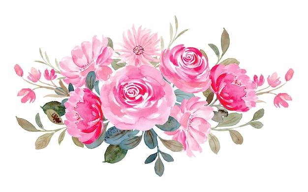Free Vector | Pink floral arrangement with watercolor