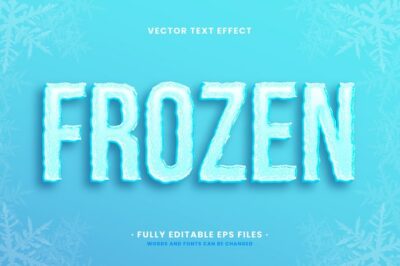 Free Vector | Realistic ice with snowflakes text effect