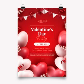 Free Vector | Realistic valentine's day party poster