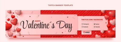 Free Vector | Realistic valentine's day twitch banner