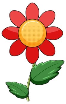 Free Vector | Red flower with green leaves