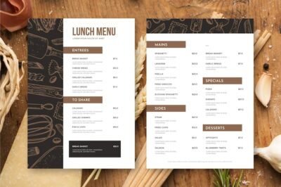 Free Vector | Restaurant menu above view