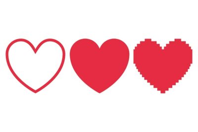 Free Vector | Set of line filled pixelated hearts