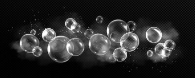 Free Vector | Soap bubbles with smoke and particles on black