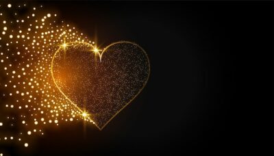 Free Vector | Sparkling golden heart on black background
