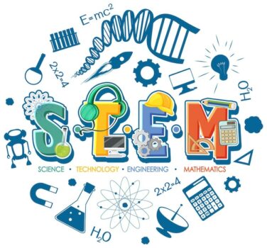 Free Vector | Stem education logo with icon ornament elements