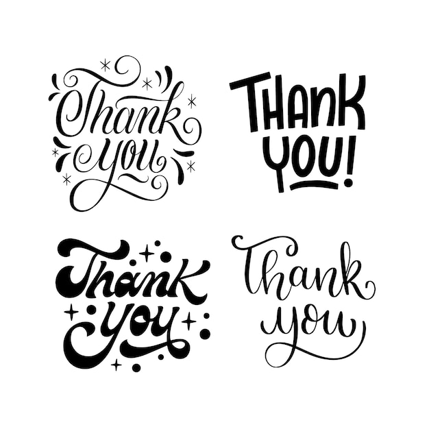 Free Vector | Thank you lettering set