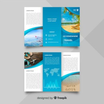 Free Vector | Travel trifold brochure template