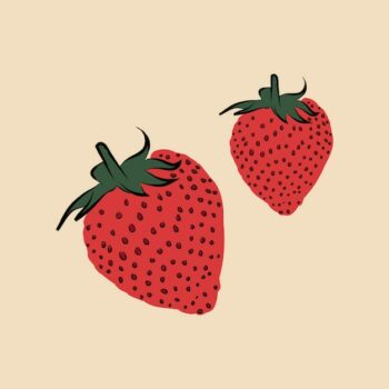 Free Vector | Two strawberries funky graphic illustration