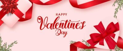 Free Vector | Valentine's day background with gifts and realistic ribbon template