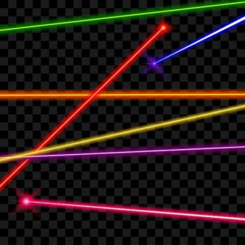 Free Vector | Vector laser beams on transparent plaid background. ray energy, shiny line, bright color illustration