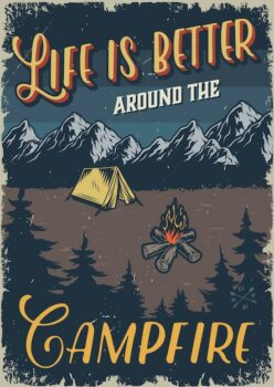 Free Vector | Vintage outdoor camping template