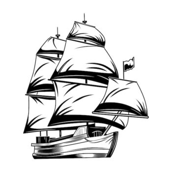 Free Vector | Vintage sailing ship vector illustration. monochrome classical sailboat.