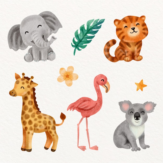 Free Vector | Watercolor safari element collection