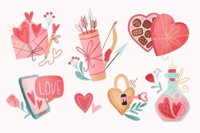 Free Vector | Watercolor valentine's day element collection