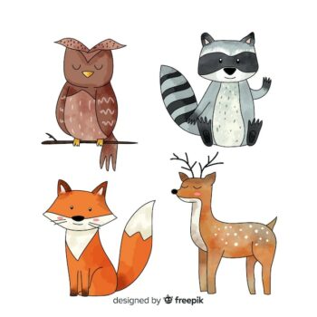 Free Vector | Winter forest animal collection