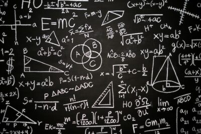Free Photo | Blackboard inscribed with scientific formulas and calculations