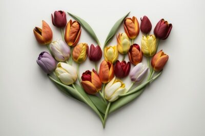 Free Photo | Top view of heart made of blooming flowers