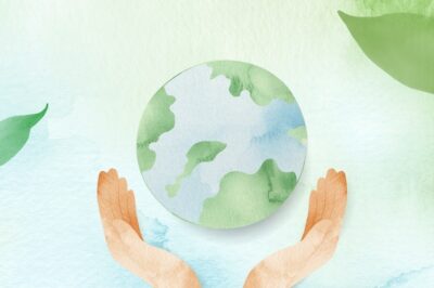 Free Photo | Watercolor background with hands protecting the world illustration