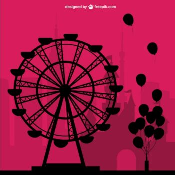 Free Vector | Big wheel and balloons silhouettes