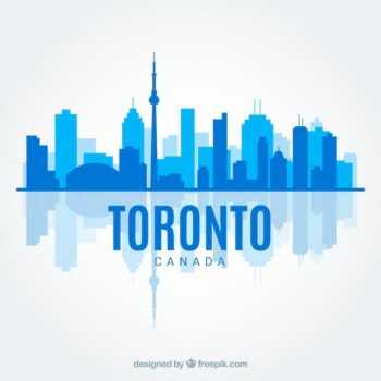 Free Vector | Blue skyline of toronto in flat style
