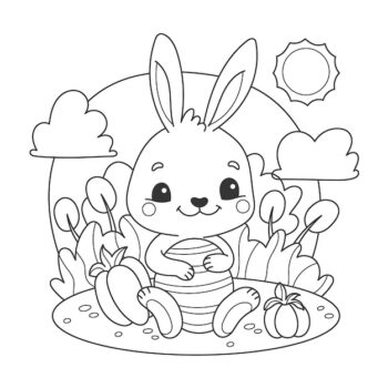 Free Vector | Cute coloring book with bunny