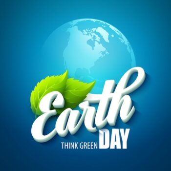 Free Vector | Earth day. with the words, planets and green leaves