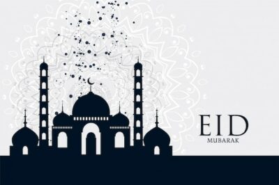 Free Vector | Eid mubarak festival mosque greeting background