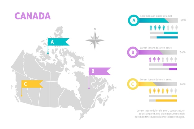 Free Vector | Flat canada map infographic