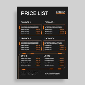 Free Vector | Futuristic dj price list