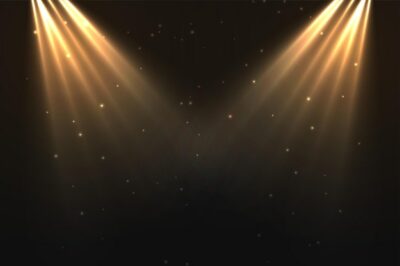 Free Vector | Golden focus lights with sparkle dust background