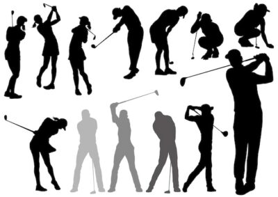 Free Vector | Golf players vector silhouette set isolated on a white background.